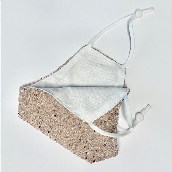 Sequin Face Mask - Soft Rose Gold - Picture 3 of 3